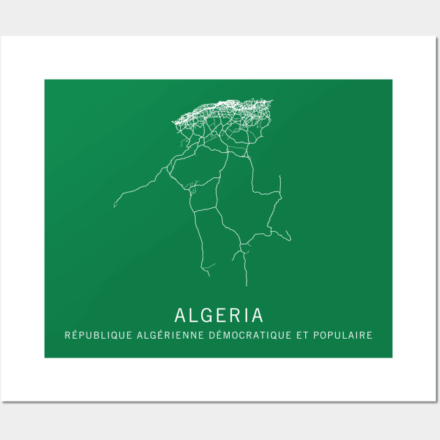 Algeria Road Map Wall Art by ClarkStreetPress